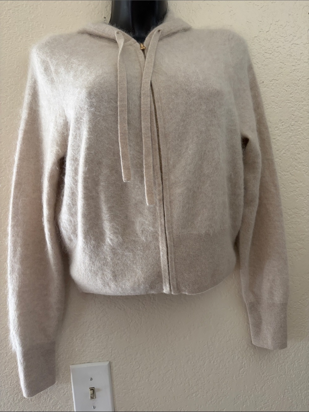 J. Crew Soft Beige Hooded Zip Cardigan